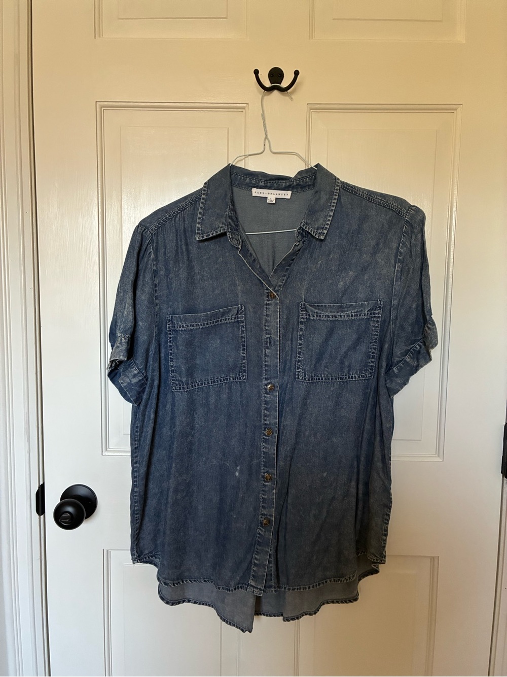 Jane + Delancey Washed Denim Button-Up Shirt - Slate Blue